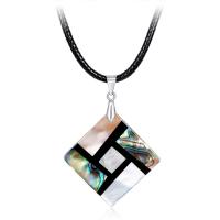 Abalone Shell Necklace, with Nylon Cord & Brass, plated, fashion jewelry & for woman, 34x43mm, Length:Approx 17.7 Inch, 3Strands/Lot, Sold By Lot