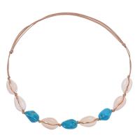 coquille Collier et bracelet, avec corde en nylon & turquoise synthétique, bijoux de mode & styles différents pour le choix & pour femme, 12-28inch,6.5inch, Vendu par brin
