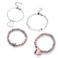 Zinc Alloy Bracelet Set with Cotton Thread & Natural Stone plated 4 pieces & Adjustable & for woman nickel lead & cadmium free 180mm 210mm Sold By Set