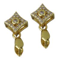 Brass Pinch Bail gold color plated micro pave cubic zirconia nickel lead & cadmium free 0.85mm Approx Sold By PC