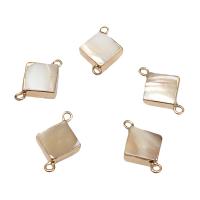 Shell Connector, with Brass, Squaredelle, gold color plated, 1/1 loop, white, 21x14x4mm, Hole:Approx 1.7mm, 10PCs/Bag, Sold By Bag