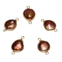 Freshwater Pearl Connector, with Brass, gold color plated, 1/1 loop, 19x12x6mm-22x12x6mm, Hole:Approx 1.7mm, 10PCs/Bag, Sold By Bag