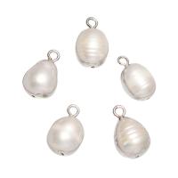 Eau douce-Perle-Brass-Pendentif, perle d'eau douce cultivée, avec laiton, Placage, plus de couleurs à choisir, 14x8mm-16x9mm, Trou:Environ 1.8mm, 10PC/sac, Vendu par sac