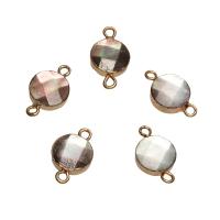 Shell Connector, with Brass, Flat Round, gold color plated, 1/1 loop, 18x10x4mm, Hole:Approx 1.8mm, 10PCs/Bag, Sold By Bag