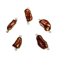 Freshwater Pearl Connector, with Brass, gold color plated, 1/1 loop, 25x7x5mm-24x14x8mm, Hole:Approx 1.8mm, 10PCs/Bag, Sold By Bag