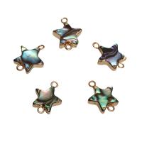 Abalone Shell Connector, with Brass, Flat Star, gold color plated, 1/1 loop, 17x16x3mm, Hole:Approx 1.7mm, 10PCs/Bag, Sold By Bag