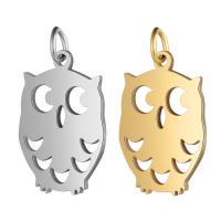 Stainless Steel Animal Pendants, Owl, for woman & hollow, more colors for choice, 13.5x24mm, 10PCs/Lot, Sold By Lot