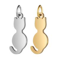 Stainless Steel Animal Pendants, Cat, for woman, more colors for choice, 8x21mm, 10PCs/Lot, Sold By Lot
