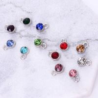 Tibetan Style Rhinestone Pendants, Round, silver color plated, random style & with rhinestone, mixed colors, nickel, lead & cadmium free, 6mm, Hole:Approx 1mm, 10PCs/Lot, Sold By Lot