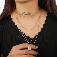 Multi слой ожерелье, цинковый сплав, Другое покрытие, многослойный & Женский, Золотой, не содержит никель, свинец, продается Strand
