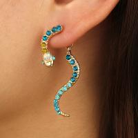 Tibetan Style Split Earring, plated, for woman & with rhinestone, green, nickel, lead & cadmium free, Sold By Pair
