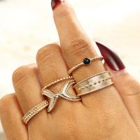 Tibetan Style Ring Set, plated, 5 pieces & for woman, golden, nickel, lead & cadmium free, Sold By Set