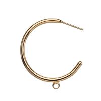 Brass Earring Stud Component, real gold plated, DIY & with loop, nickel, lead & cadmium free, 30mm, Approx 30Pairs/Lot, Sold By Lot