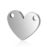 Stainless Steel Connector, Heart, 1/1 loop, original color, 12.8x10.8mm, Hole:Approx 1mm, 10PCs/Lot, Sold By Lot