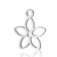 Stainless Steel Flower Pendant, hollow, original color, 11.5x8.4mm, Hole:Approx 1mm, 10PCs/Lot, Sold By Lot