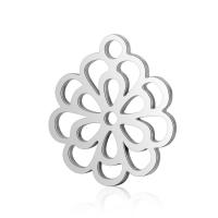 Stainless Steel Flower Pendant, hollow, original color, 13.7x14.5mm, Hole:Approx 1mm, 10PCs/Lot, Sold By Lot