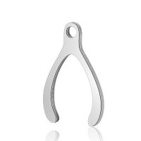 Stainless Steel Pendants, Wishbone, DIY, original color, 9x14.2mm, Hole:Approx 1mm, 10PCs/Lot, Sold By Lot