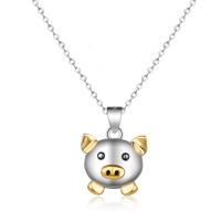 925 Sterling Silver Necklaces Brass Pig silver color plated oval chain & for woman Sold Per Approx 15.75 Inch Strand