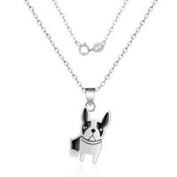 925 Sterling Silver Necklaces Brass Dog silver color plated oval chain & for woman & enamel black Sold Per Approx 15.75 Inch Strand