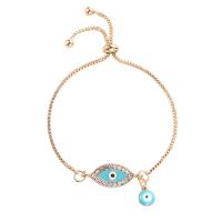 Tibetan Style Bracelet, Evil Eye, gold color plated, different styles for choice & for woman & enamel & with rhinestone, nickel, lead & cadmium free, Length:Approx 7.88 Inch, 2Strands/Lot, Sold By Lot