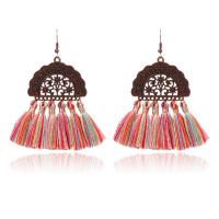 Zinc Alloy Tassel Earring with Cotton Thread antique copper color plated folk style & for woman nickel lead & cadmium free Sold By Pair
