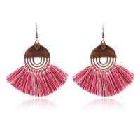 Zinc Alloy Tassel Earring with Cotton Thread antique copper color plated Bohemian style & for woman nickel lead & cadmium free Sold By Pair