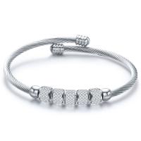 Titanium Steel Cuff Bangle & for woman & with rhinestone original color 3mm Inner Approx 60mm Sold By PC
