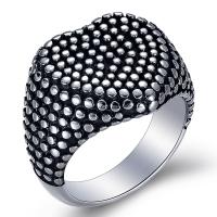 Titanium Steel Finger Ring, fashion jewelry & for man & blacken, original color, 17mm, Hole:Approx 1mm, Sold By PC