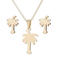 Fashion Stainless Steel Jewelry Sets, Palm Tree, 2 pieces & for woman, more colors for choice, nickel, lead & cadmium free, 14x23mm,7x11mm, Length:Approx 18 Inch, Sold By Set