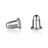 925 Ezüst Ear Nut Component, Sárgaréz, ezüst színű bevonattal, DIY, 4.5x5.5mm, 5párok/Lot, Által értékesített Lot