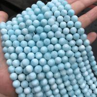 Larimar Perle, rund, poliert, verschiedene Größen vorhanden, blau, Bohrung:ca. 1mm, verkauft von Strang