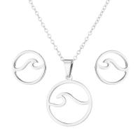 Fashion Stainless Steel Jewelry Sets Stud Earring & necklace 2 pieces & for woman & hollow nickel lead & cadmium free  Length Approx 20 Inch Sold By Set