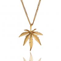 Stainless Steel Jewelry Necklace Leaf gold color plated fashion jewelry & for man nickel lead & cadmium free Length Approx 24 Inch Sold By PC