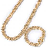 Zinc Alloy Necklace gold color plated & for man & with rhinestone nickel lead & cadmium free 12mm Length 18 Inch Sold By PC