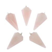Quartz Gemstone Pendants, Rose Quartz, plated, more colors for choice, 39*20mm, Hole:Approx 1.7mm, 5PCs/Bag, Sold By Bag