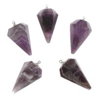 Quartz Gemstone Pendants, Amethyst, plated, DIY, purple, 35*19mm, Hole:Approx 1.7mm, 5PCs/Bag, Sold By Bag