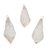 Natural Agate Druzy Pendant, Ice Quartz Agate, plated, fashion jewelry & DIY, white, 44*17*10mm-51*18*14mm, Hole:Approx 3/3mm, 5PCs/Bag, Sold By Bag