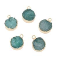 Natural Agate Druzy Pendant, Ice Quartz Agate, plated, fashion jewelry & DIY, more colors for choice, 12*6mm, Hole:Approx 1.2mm, 5PCs/Bag, Sold By Bag