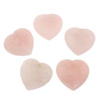 quartz rose cabochon, coeur, Placage, rose, 45.50x43.50x15mm, Trou:Environ 1.2mm, 5PC/sac, Vendu par sac