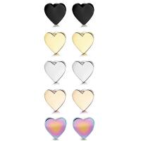Nehrđajućeg čelika Stud Naušnice, Nehrđajući čelik, Srce, pozlaćen, modni nakit & bez spolne razlike & različite veličine za izbor, više boja za izbor, Prodano By par