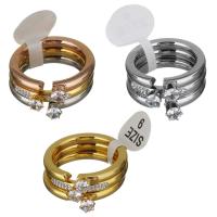 Rhinestone-Edelstahl -Finger-Ring, Edelstahl, mit Ton, plattiert, verschiedene Größen vorhanden & für Frau & mit Strass, keine, 11mm, verkauft von PC