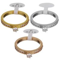 Rhinestone-Edelstahl -Finger-Ring, Edelstahl, plattiert, verschiedene Größen vorhanden & für Frau & mit Strass, keine, 4.50mm, verkauft von PC
