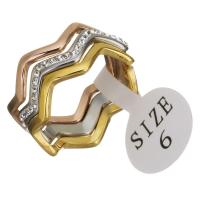 Rhinestone Stainless Steel Finger Ring with Rhinestone Clay Pave plated & for woman 8.50mm Sold By PC