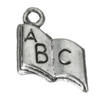 Brass Jewelry Pendants, Book, enamel, silver color, nickel, lead & cadmium free, 11x14x2mm, Hole:Approx 1.5mm, 50PCs/Lot, Sold By Lot