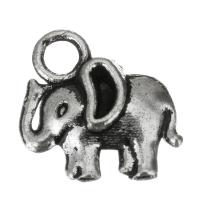Brass Jewelry Pendants, Elephant, enamel, silver color, nickel, lead & cadmium free, 12x11.50x2.50mm, Hole:Approx 2.5mm, 50PCs/Lot, Sold By Lot