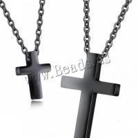 Titanium Steel Necklace, Cross, plated, different size for choice & rolo chain & for couple, more colors for choice, Sold By Strand