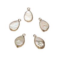 Freshwater Pearl Brass Pendant, with Brass, gold color plated, 12x19x6mm-9x17x3mm, Hole:Approx 1.8mm, 10PCs/Bag, Sold By Bag