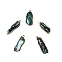 Eau douce-Perle-Brass-Pendentif, perle d'eau douce cultivée, avec laiton, Placage de couleur d'or, plus de couleurs à choisir, 12*26*5mm-8*20*4mm, Trou:Environ 1.8mm, 10PC/sac, Vendu par sac