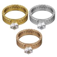 Strass roestvrij staal vinger ring, plated, verschillende grootte voor keus & voor vrouw & met strass, meer kleuren voor de keuze, 7mm, Verkocht door PC