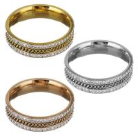 Rhinestone-Edelstahl -Finger-Ring, Edelstahl, mit Ton, plattiert, verschiedene Größen vorhanden & für Frau, keine, 5mm, verkauft von PC